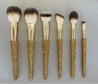 Custom Golden Rhinestone Handle Brush Set