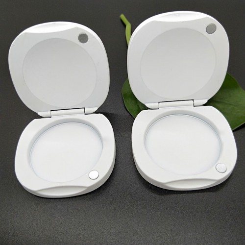 Customized Electroplating White Color Zinc Alloy Flip-top Magnetic Makeup Foundation Case Balm Box