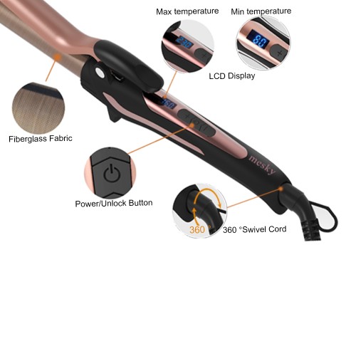 LCD display PTC fast heating up hair curler 230 degree electric hair curler