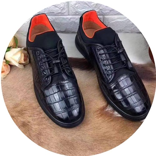 Crocodile Leather Shoes Men's Genuine Leather High-End Business Casual Men's Formal Wear Korean Casual Trend Breathable Leather Shoes