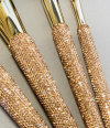 Custom Golden Rhinestone Handle Brush Set