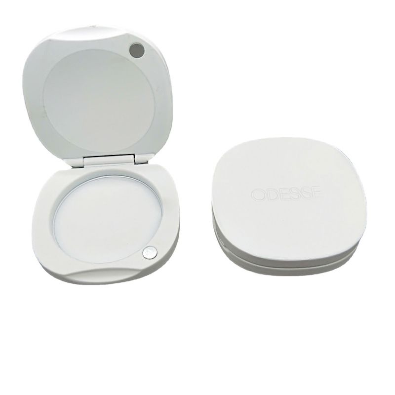 Customized Electroplating White Color Zinc Alloy Flip-top Magnetic Makeup Foundation Case Balm Box