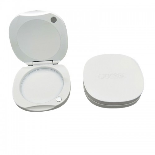 Customized Electroplating White Color Zinc Alloy Flip-top Magnetic Makeup Foundation Case Balm Box