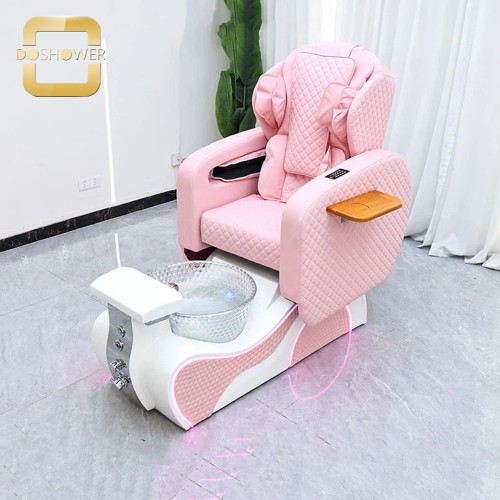 Pink Quilted Pedicure Spa Chair with Custom Massage Function and mist system for Beauty Salon Furniture