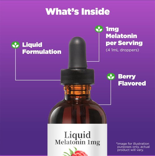 Liquid Melatonin Drops 1mg | Berry Flavor, 2 FL OZ (60mL)