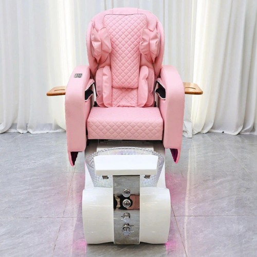 Pink Quilted Pedicure Spa Chair with Custom Massage Function and mist system for Beauty Salon Furniture