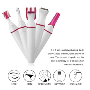 5 in 1 Multifunctional Women Electric Eyebrow Trimmer Nose Trimmer Facial Hair Removal Razor Body Shaver Depilator Hair Remover