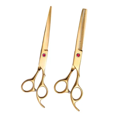 7inch Japan Steel High Quality Golden Dog Hair Grooming Scissors