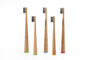 Bamboo Toothbrush  Medium Soft Charcoal Bristles Tooth Brushes BPA Free Eco Friendly Biodegradable Packaging