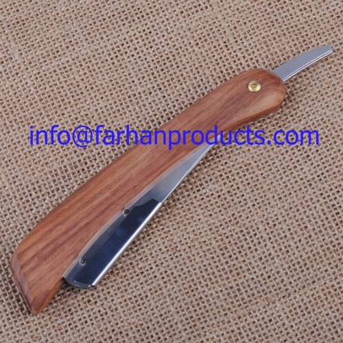 Barber Straight Razor Swing Lock Wooden Handle Barber Straight Edge Razor / Shavette