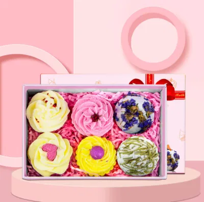 Body Care Supplier Fizzer Ball Kit with Custom Logo Handmade Fizzzy Cup Cakes Shaped Bubble Bath Bomb Set