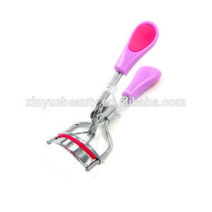 Colorful plastic handle eyelash curler with silver metal part