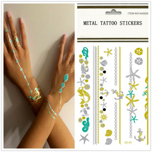 Custom design gold and silver stamping temporary metal tattoo
