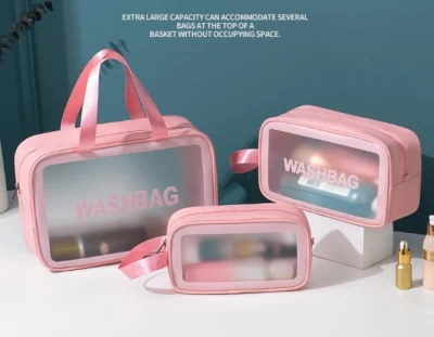 Custom Private Label Waterproof PU Leather Toilet Bag Travel Clear PVC Makeup Cosmetic Bag