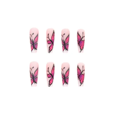 Long Coffin-Shaped Artificial False Nail Tips Multi-Pattern Pressing Nails Wholesale Art Nail