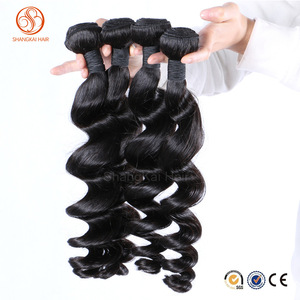 Machine make the weft can perm can dye 100% virgin malaysian human hair loose wave bundles