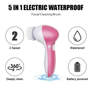 Multi-functional Electrical 5 in 1 Skin Face Deep Wash Cleanser Massager Electric Facial Cleansing Brush