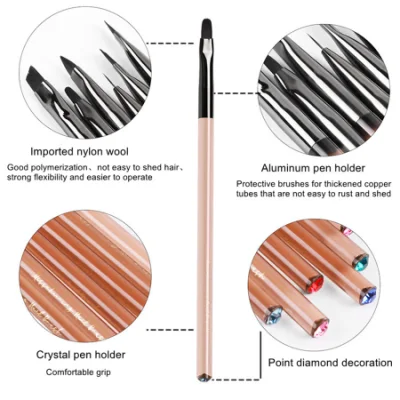 Nail Art New Japan Same Paragraph Acrylic Brown Rod Nail Brush Set Pull Line Pen Phototherapy Pen Brush