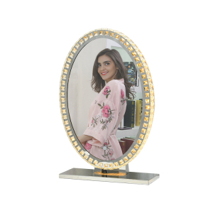 Oval Standing on the desk  decorative wall mirror dressing tabl  crystal mirror with touch sensor switch