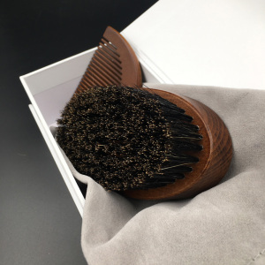 Private Label beard brush Boar bristle  brushes and combs Mens combs and brush set