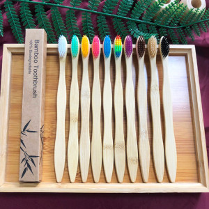 Reusable Soft Bristles Bamboo Toothbrush, Natural Eco Friendly Biodegradable Charcoal Wood Tooth Brushes