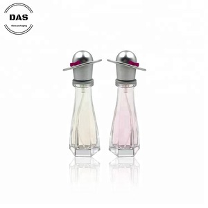 Unique pump sprayer glass perfume bottles 15ml with hat cap