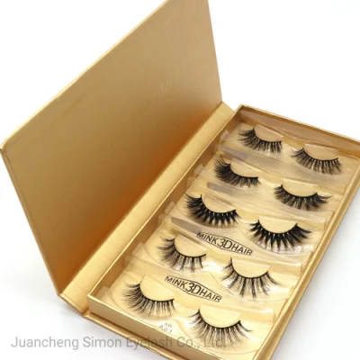 Wholesale 5D Mink False Eye Lashes with Customized Eyelash Packing Box