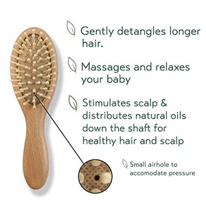 wholesale baby healthcare and grooming kit baby care baby hair brush and comb set natural hair goat children wooden