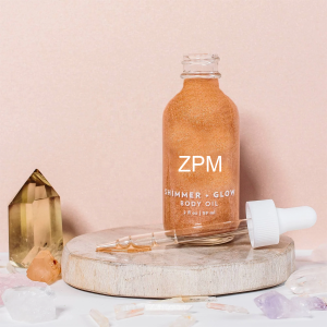 ZPM OEM/ODM Private Label Hot Sale Organic Glitter Rose Glow Body Lotion Liquid Illuminator Body Shimmer Dry Oil