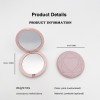 Mini Luxury Pink Genuine Leather Metal Zinc Alloy Pocket Foldable Makeup Mirror