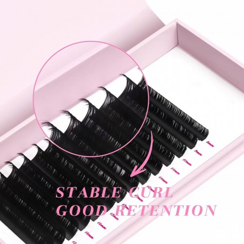 Wholesale Eye Lash Extension Lash Tray Supplies PBT Dark Matte Black Volume Eyelash Extension Private Label