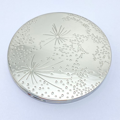 Mini Luxury Pink Genuine Leather Metal Zinc Alloy Pocket Foldable Makeup Mirror