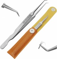 Professional Lash Tweezers for Eyelash Extensions Volume Lash Tweezers Curved Closure Tip Stainless Steel Eyelash Tool