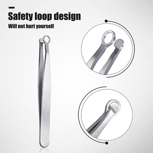 2 Pcs Nose Hair Tweezers Nose Hair Trimming Tweezers Stainless Steel Round Head Tweezers Eyebrow Clippers Trimmer (Sliver)