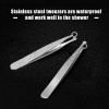 2 Pcs Nose Hair Tweezers Nose Hair Trimming Tweezers Stainless Steel Round Head Tweezers Eyebrow Clippers Trimmer (Sliver)