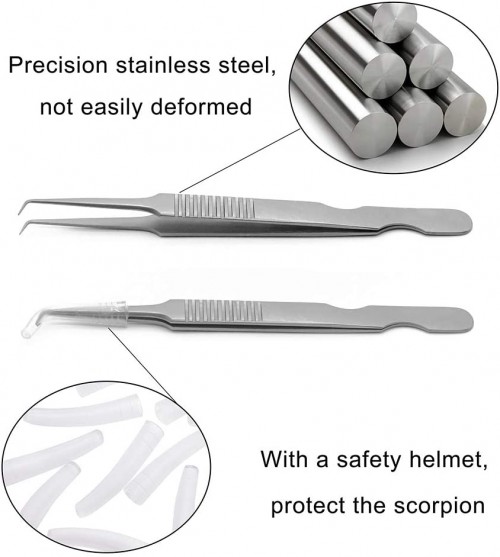 Professional Lash Tweezers for Eyelash Extensions Volume Lash Tweezers Curved Closure Tip Stainless Steel Eyelash Tool