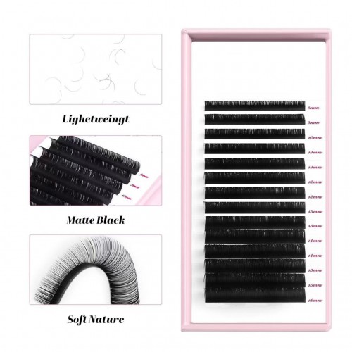 Wholesale Eye Lash Extension Lash Tray Supplies PBT Dark Matte Black Volume Eyelash Extension Private Label