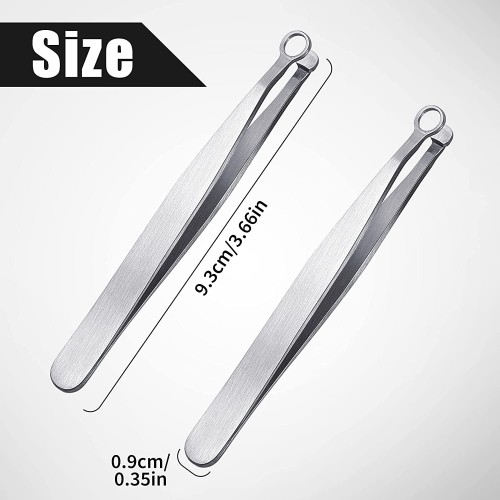 2 Pcs Nose Hair Tweezers Nose Hair Trimming Tweezers Stainless Steel Round Head Tweezers Eyebrow Clippers Trimmer (Sliver)