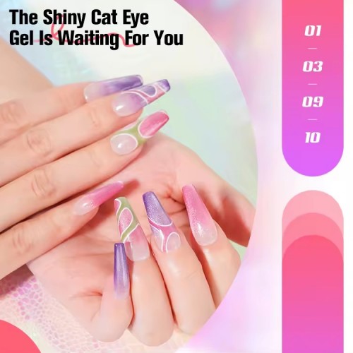 12 Colors Neon Magnetic Cateye UV Nail Gel Polish