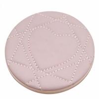Mini Luxury Pink Genuine Leather Metal Zinc Alloy Pocket Foldable Makeup Mirror