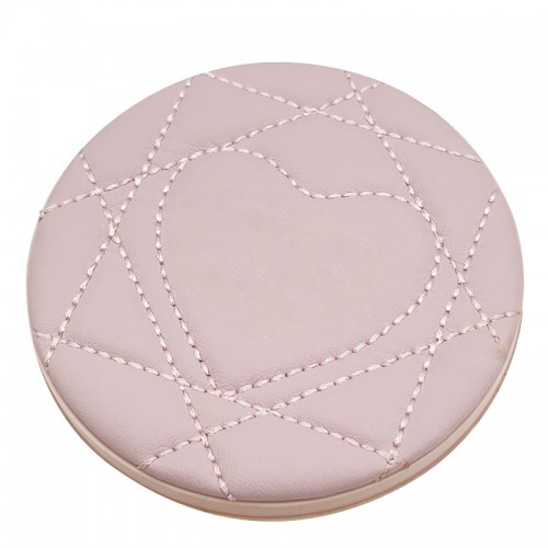 Mini Luxury Pink Genuine Leather Metal Zinc Alloy Pocket Foldable Makeup Mirror