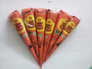 12 Pcs (1 Box.) Quick Dry Instant Golecha Orange Dark Henna Mehandi Cone Body Art