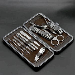 12pcs/kit Manicure And Pedicure Nail Clipper Set Stainless Steel Nail Care Tools And Equipment With Leather Case
