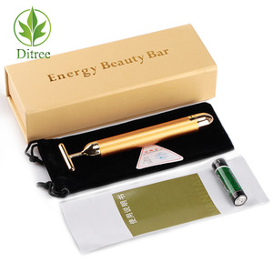2019 New Mini Electric Personal Vibration Function 24K Gold Energy Beauty Bar Facial Massager For Face Beauty Lifting Tools