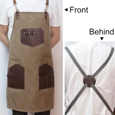 Barber Apron Canvas Cross Back Multifunction Kitchen Cooking Baking Bib