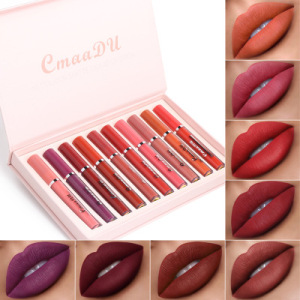 CmaaDU 10 sticks/box lip gloss non-stick cup lasting waterproof and non-fading matte  lipstick