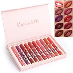 CmaaDU 10 sticks/box lip gloss non-stick cup lasting waterproof and non-fading matte  lipstick