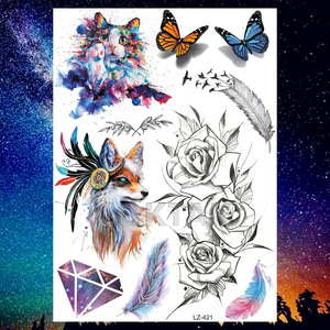 COKTAK HOT Customized Wolf Temporary Tattoos Stickers For Women Kids Men Body Art Waterproof Tattoo Paper Planet Face Jewels