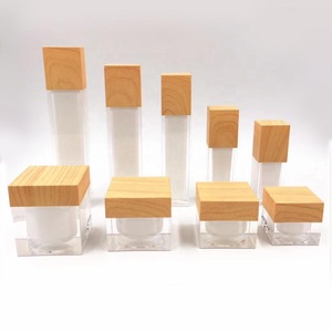 cosmetic jar Wood grain cap jar square 15ml 30ml 50ml 100ml plastic cream jar