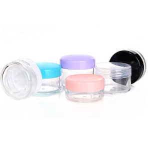 Cosmetic PS Plastic Cream Jar Transparent Jar with Colored Screw Cap 10g 15g 20g Cream Jar